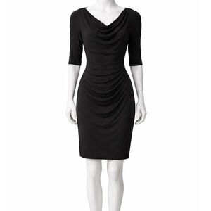 Lauren Ralph Lauren Elegant Black Cowl Neck and Ruching Dress